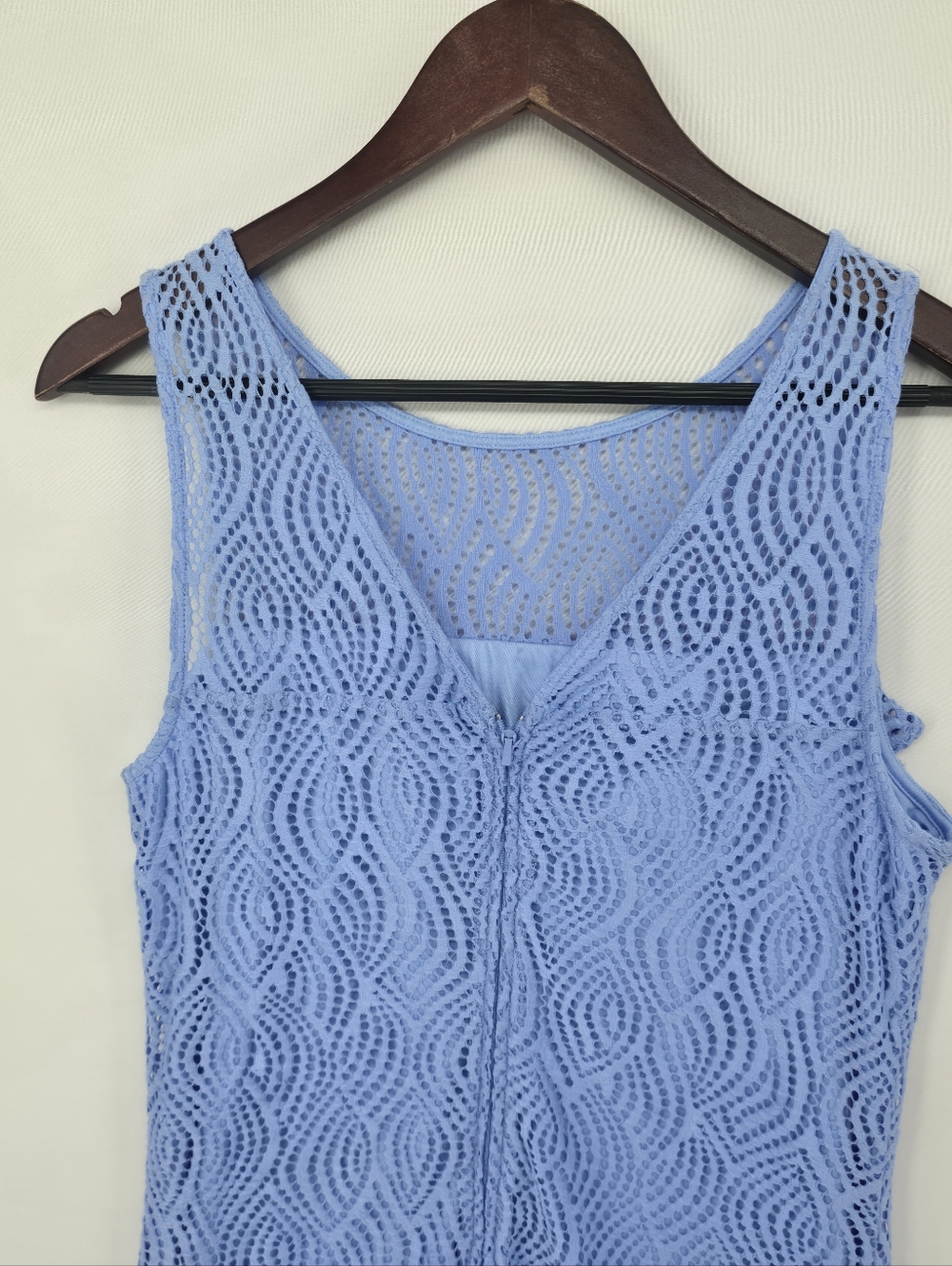 Lilly Pulitzer Janine Shift Flowing Leaf Lace Peri Blue Mini Dress Ruffle M - Picture 8 of 13